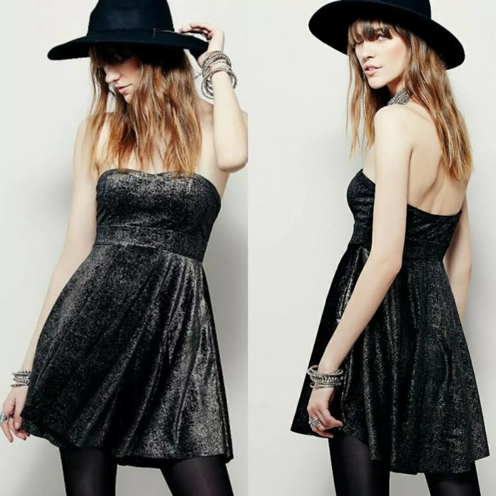 Free People large/ xl black gold dress